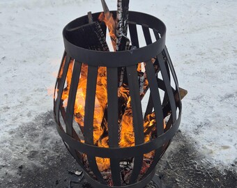 Heavy Duty XL Metal Fire Basket – 360 Airflow Outdoor Wood Burner