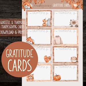Cartões de gratidão da acção de graças | Ação de Graças grato por cartões | Imprimível | Download digital | PDF |