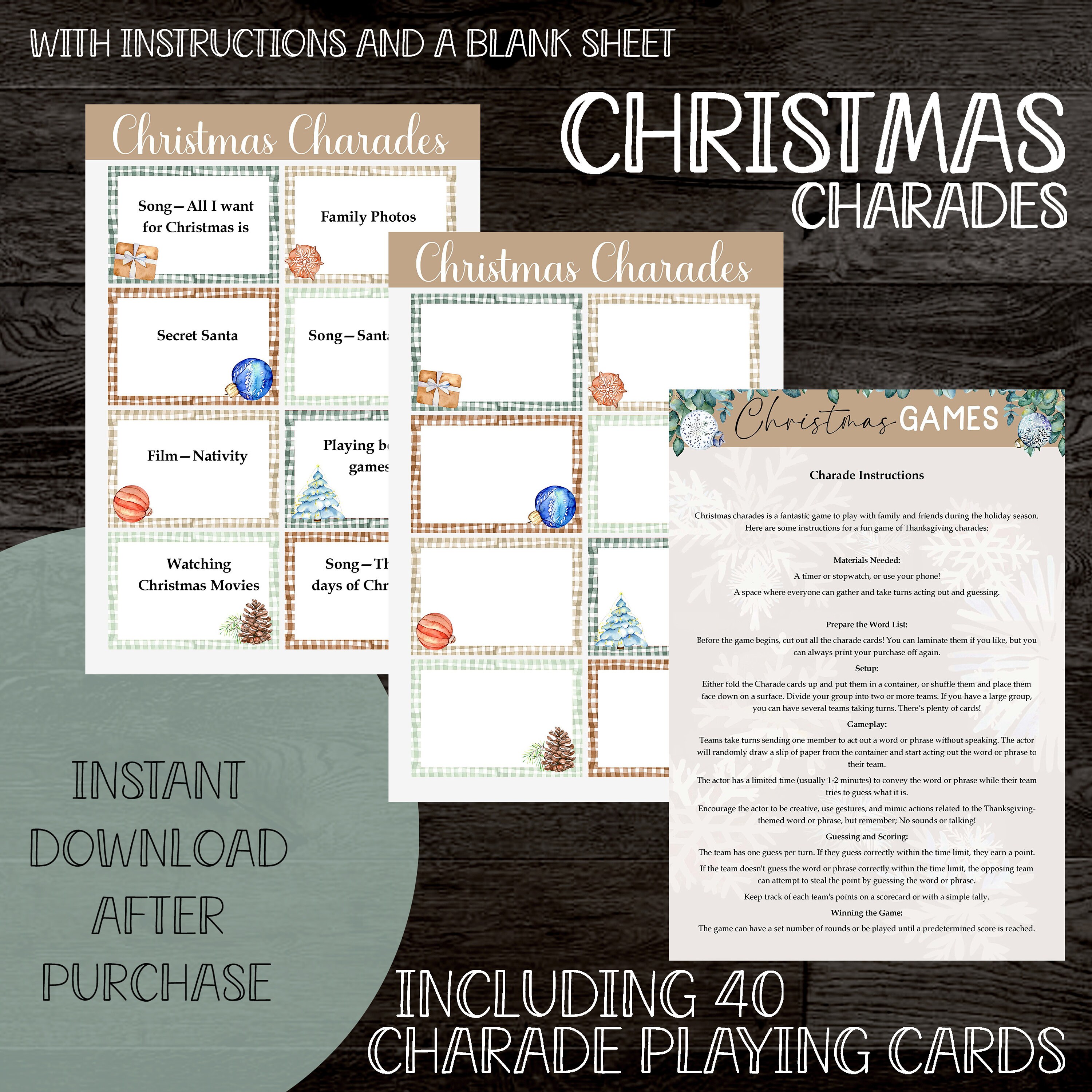 Christmas Charades | PDF Digital Download | - Etsy