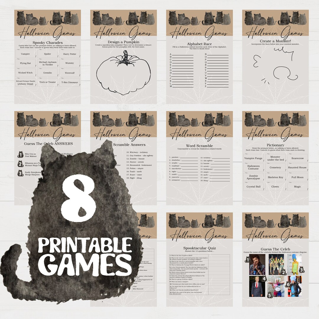 8 Halloween Party Games Bundle | Halloween Printable Games | Halloween ...