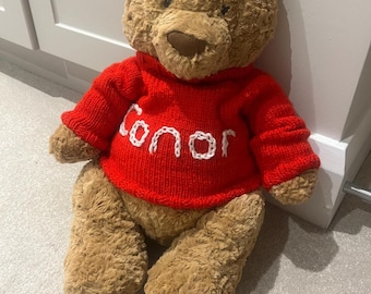 Gepersonaliseerde handgebreide teddybeertrui