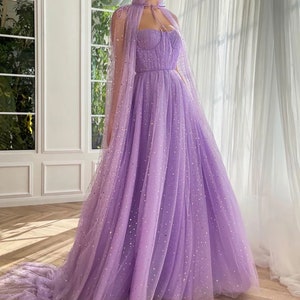 Lilac Prom Gown Elegant Shinny Floor Length Tulle Prom Dress - Etsy