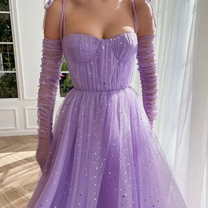 Lilac Prom Gown Elegant Shinny Floor Length Tulle Prom Dress - Etsy