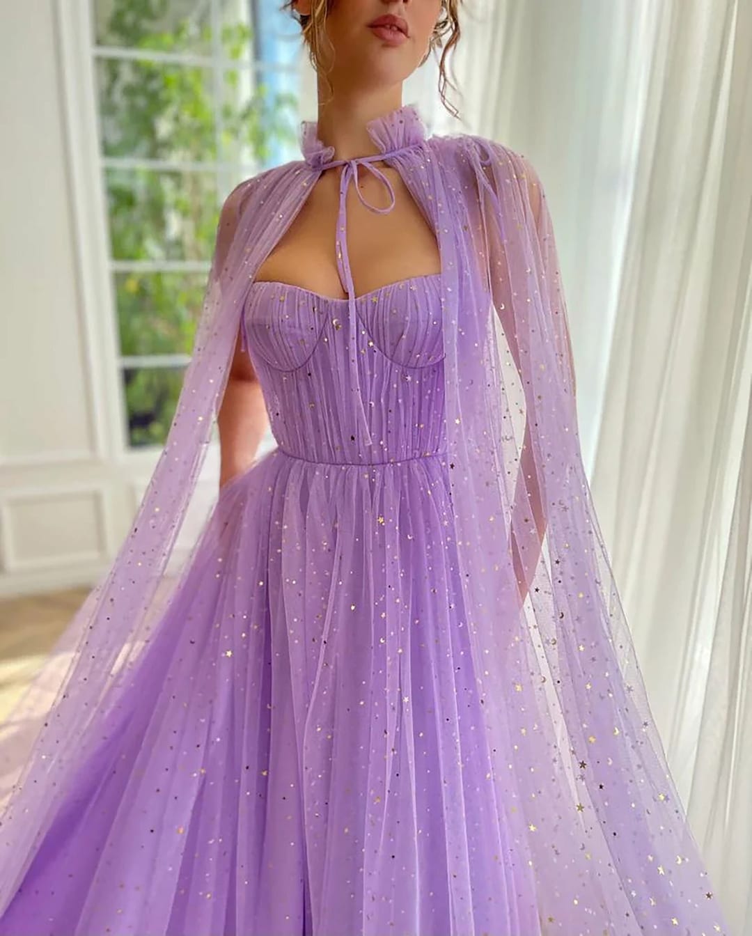 Lilac Prom Gown Elegant Shinny Floor Length Tulle Prom Dress - Etsy