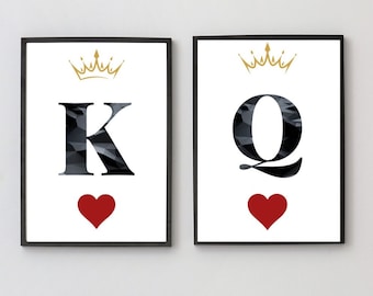 King and Queen of Hearts Print Set: Valentine's Day Decor (Digital Download)
