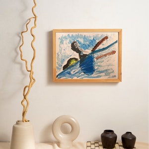 Printable Acrylic Painting of a Floating Rock and Stick | Printable Acrylic Paint of a Rock and a stick floating over the water.
