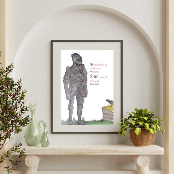Poster Imprimible de un Soldado en Busca del Tesoro | Printable knight  that  search for a treasure | Vertical format | Frases inspiradoras
