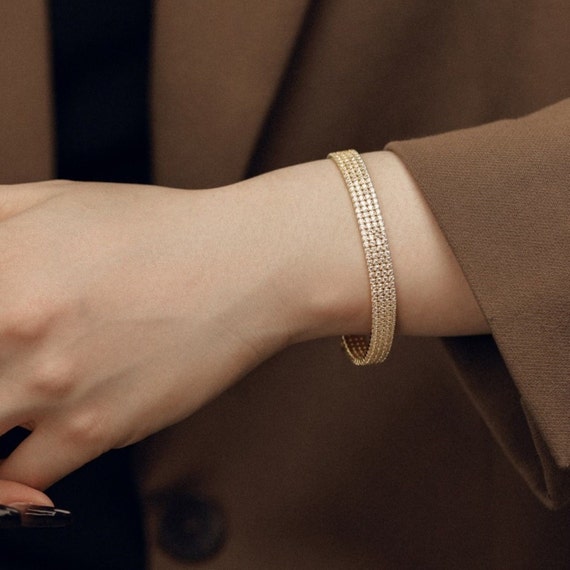 14k Puffed Mariner Link Bracelet. 7.5mm Anchor Mariner Link Bracelet.  Trendy Stackable Gold Jewelry. Womens Bracelets. - Etsy Israel