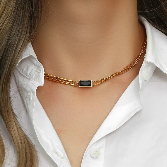 Black stone choker sale necklace
