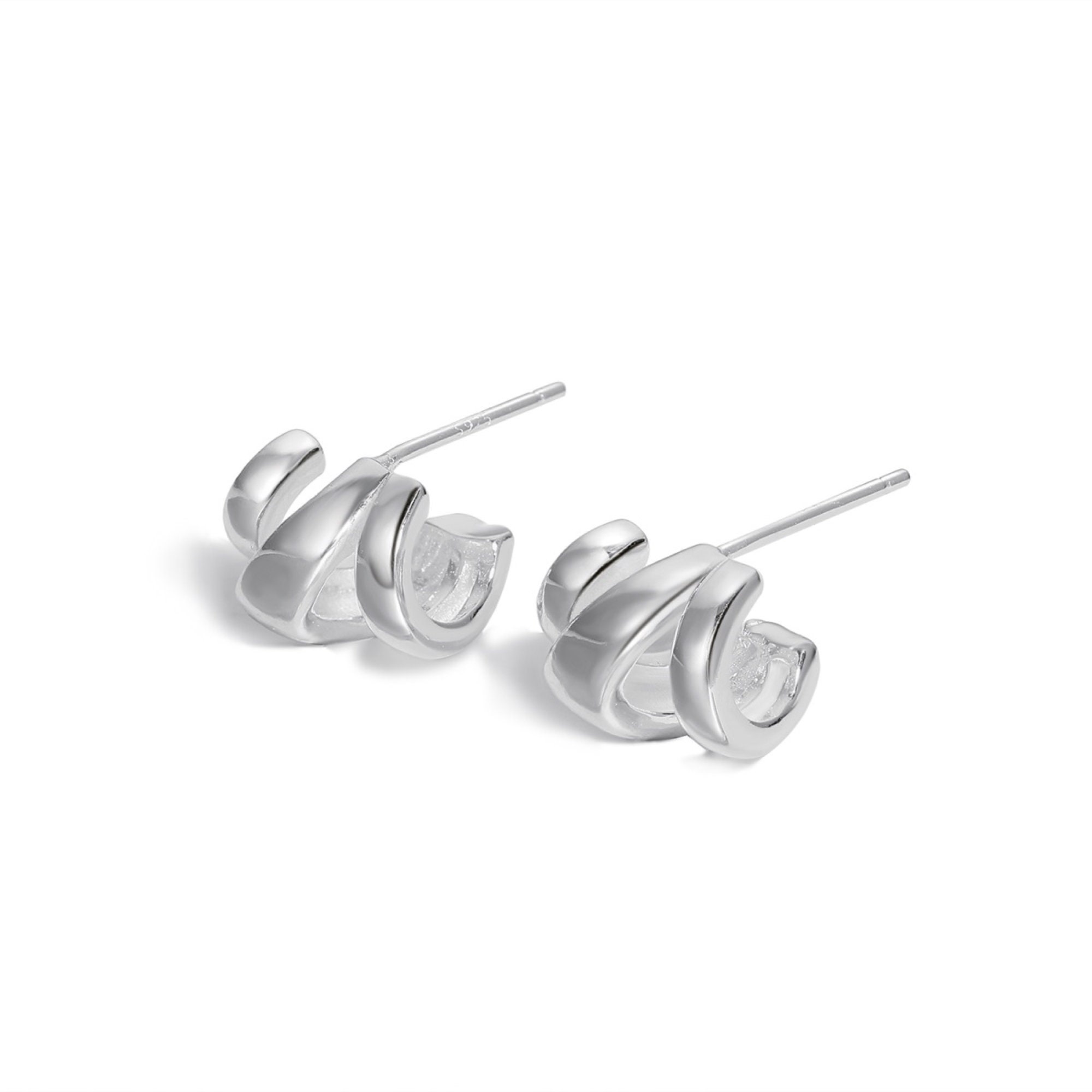 INS Hot Irregular Heart-Shaped Geometric Stud Earrings 316L Stainless Steel  Beaded Hoops For Women Girl Fashion Jewelry Gift