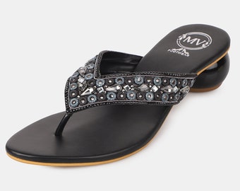 MV Footwear handmade artisan casual Black sandals for women perfect for range of outfits