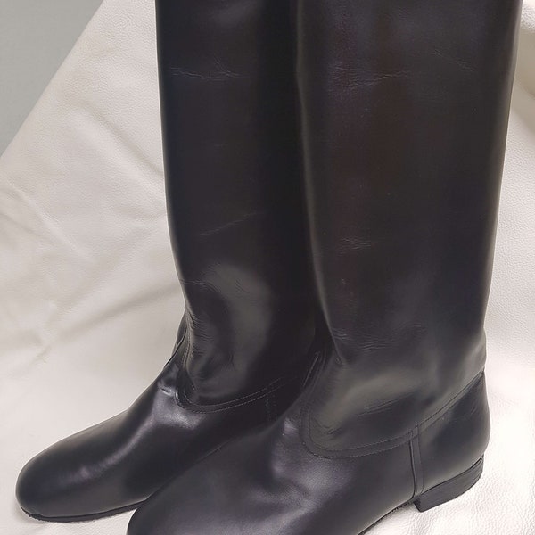 Men's long leather boots, black