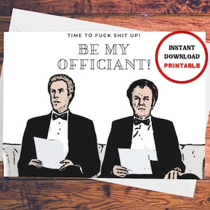 Officiant voorstel, grappige voorstel kaart, stiefbroers kaart, officiant geschenk, officiant kaart, bruiloft, wil je met ons trouwen