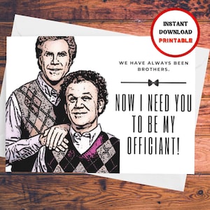 Officiant voorstel, grappige voorstel kaart, stap broers kaart, officiant geschenk, officiant kaart, bruiloft, wil je met ons trouwen, grappig