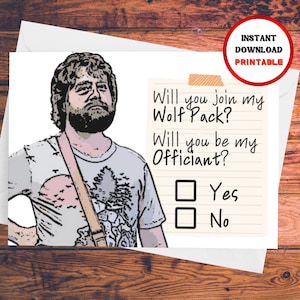 Officiant voorstel, grappige voorstel kaart, The Hangover Card, Officiant Gift, Officiant Card, Bruiloft, Wil je met ons trouwen