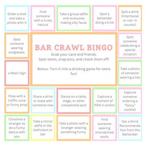 Bar Crawl Bingo | Pub Golf Bingo