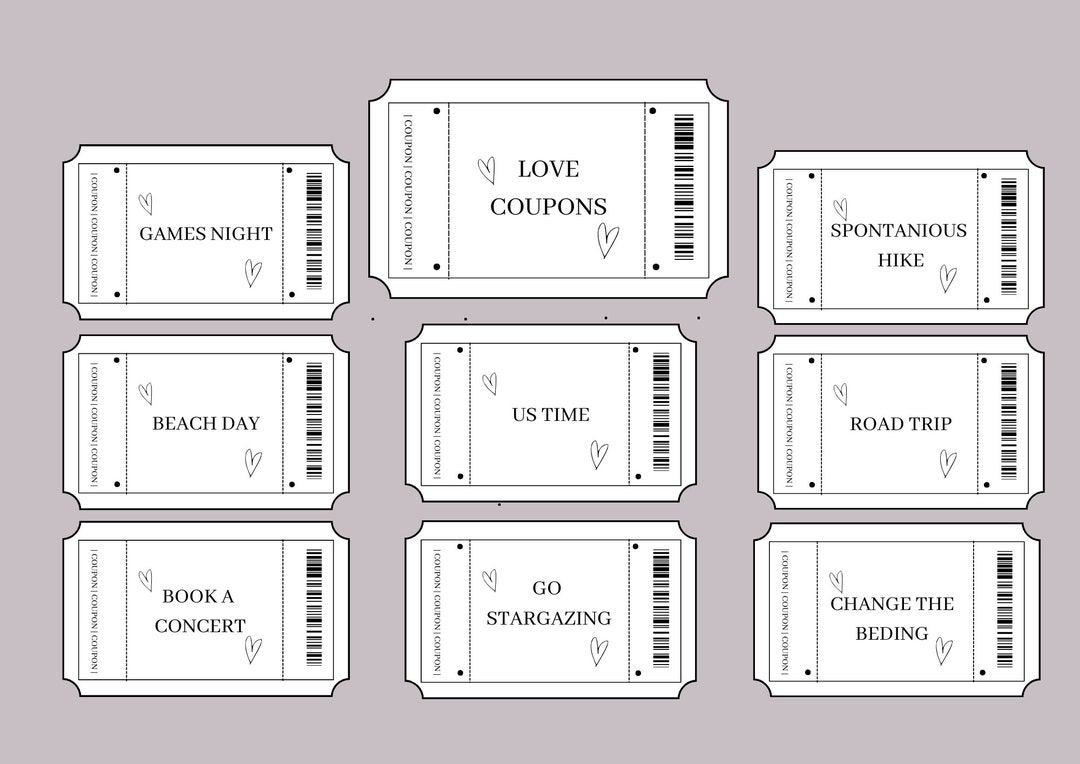 Printable Love COUPONS Couples Cheeky Nights in Personalise at Home ...