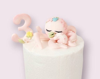 roze octopus fondant taart topper