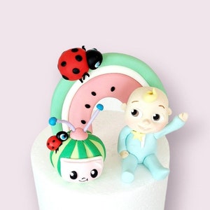 Baby rainbow melon set fondant cake topper