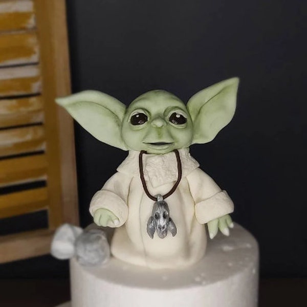 Baby Yoda essbarer Fondant-Kuchenaufsatz