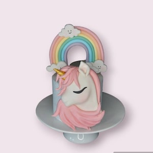 Rainbow 2D Unicorn Edible fondant Cake Topper
