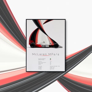 McLaren MP4/4 Car Artwork | Poster Print | Verschiedene Größen und Ausführungen | Hochwertiger Druck