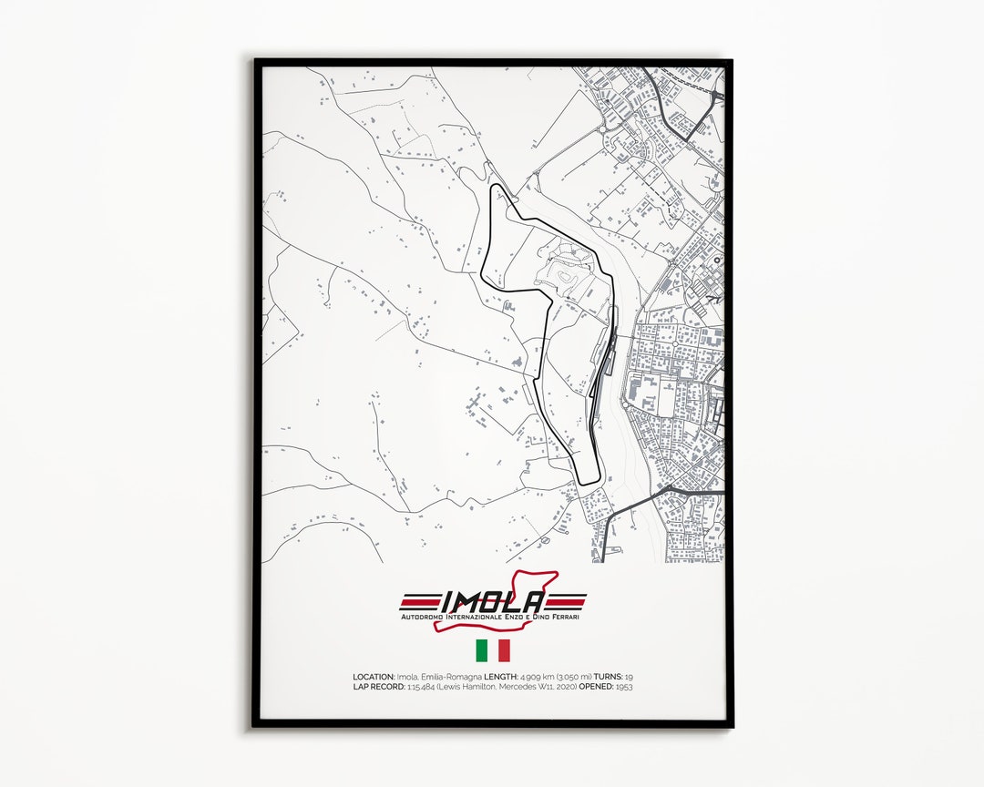 Imola Circuit Artwork - Gunmetal | Poster Print | Various Sizes and ...