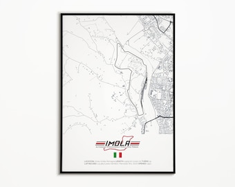 Imola Circuit Artwork - Gunmetal | Poster Print | Various Sizes and Finishes | High Quality Print