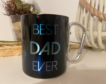 Edelstahlbecher mit Karabinerhenkel "Best Dad ever"