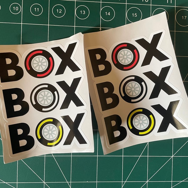 2x Box box box f1 tyre decal