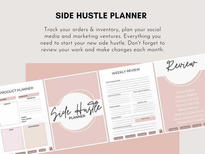 Printable Side Hustle Planner Printable Shopify Planner - Etsy