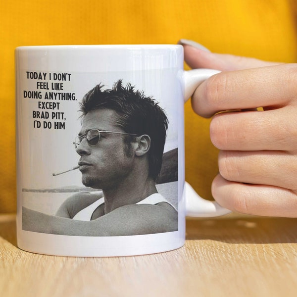 Cadeau de tasse de Brad Pitt pour elle, cadeau d'anniversaire, cadeau d'ami, cadeau de bureau, tasse de travail, tasse en céramique, tasse de fan de célébrité, fan merch