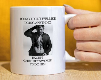 Chris Hemsworth Mug regalo para ella, regalo de cumpleaños, regalo de amigo, regalo de oficina, taza de trabajo, taza de cerámica, taza de fan de celebridades, fan merch