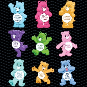 Swear bear png with  bellies for sublimation and print funny, sweary bears,
