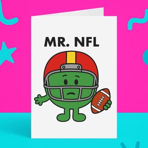 Carte drôle Mr NFL - Carte de fan de football américain - Cadeau Gridiron pour lui - Vierge à l'intérieur - Fabriqué au Royaume-Uni