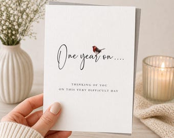Sympathy Card: One Year Anniversary of Loss, Robin Remembrance Thinking of You