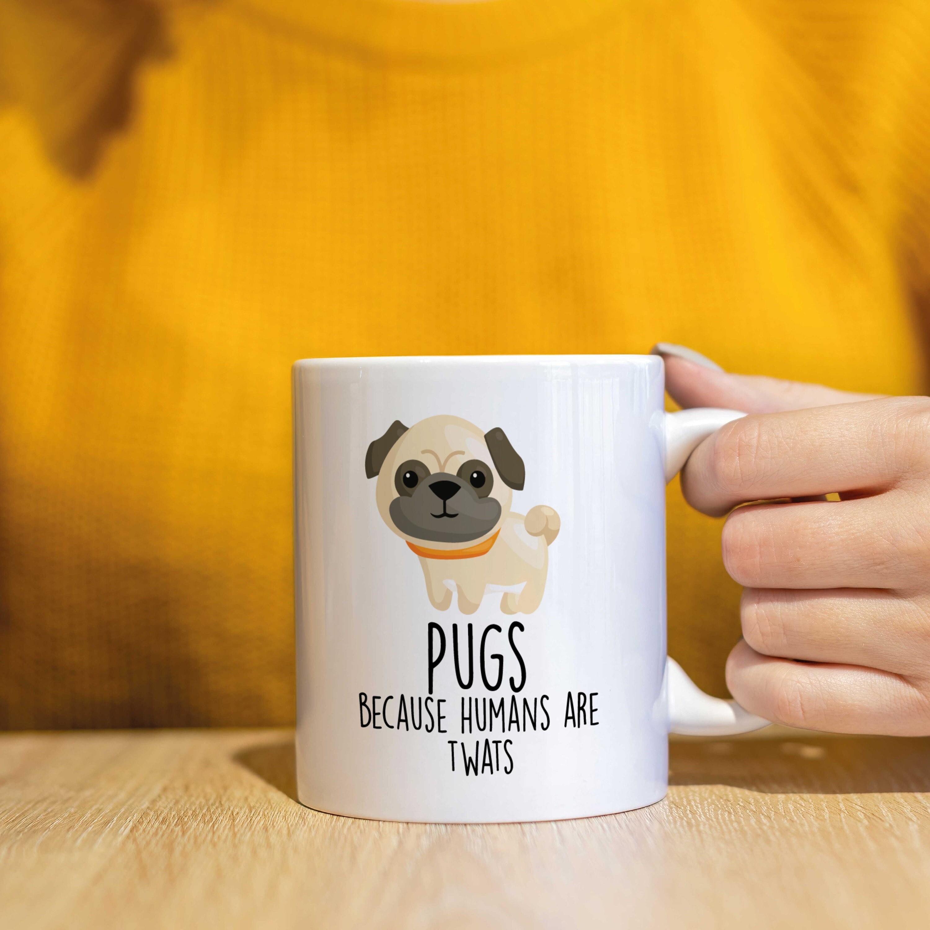 Rude mug, funny mug, Birthday gift, gift for him, gift for her, gift for friend, coffee mug - Pugs, because humans are twats - CMUG108