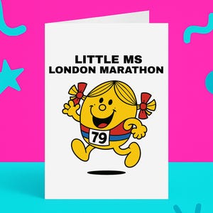 Carte de marathon Little Ms London - Carte de course amusante pour elle - Cadeau marathon - Vierge à l'intérieur - Fabriqué au Royaume-Uni