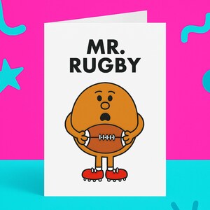 Carte drôle Mr Rugby - Cadeau fan de rugby pour lui - Carte d'anniversaire sportive - Vierge à l'intérieur - Fabriqué au Royaume-Uni