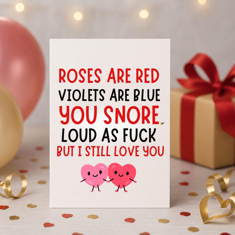 Rude Anniversary Card Funny Snoring Love Poem Card - Etsy