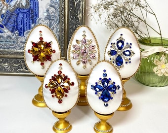 Rhinestone Faberge Style Easter Egg – Victorian Satin Decor