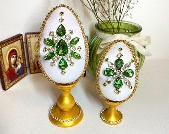 Huevo de Pascua estilo Fabergé con diamantes de imitación, decoración de mesa victoriana
