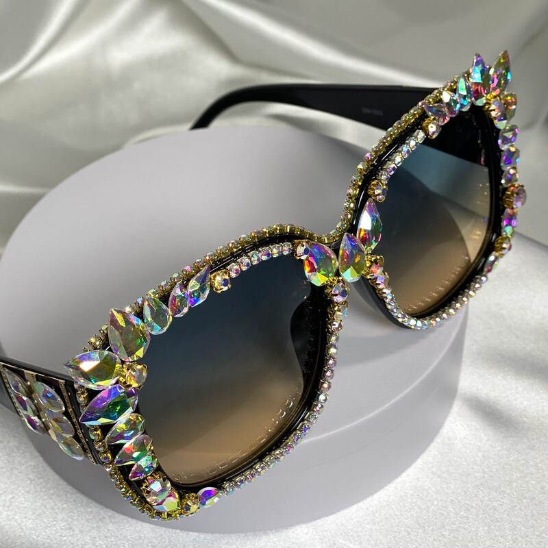 round rhinestone sunglasses