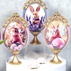 Easter bunny eggs, rabbit Easter decor.Victorian Easter centrepiece. Kids Easter gift.