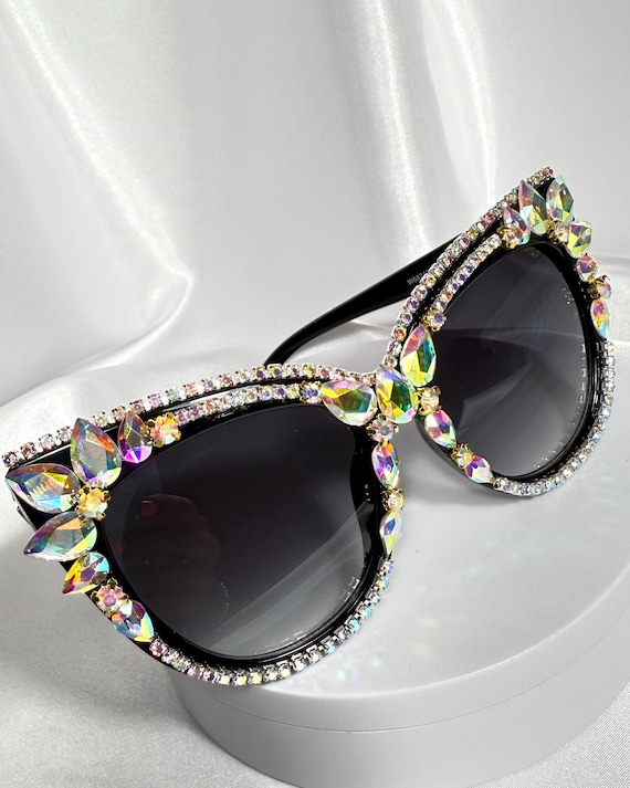 Rhinestone Festival Sunglasses, AB Crystal Rave Goggles 