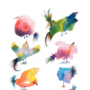 Pájaros que me gustaría ver, impresión Giclée A4 a partir de una acuarela original, sin marco