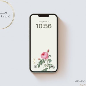 Rose Apple iPhone Wallpaper | Spring Floral iPhone Background | Vintage Flower Lock Screen | Aesthetic iPhone Accessories | Digital Art