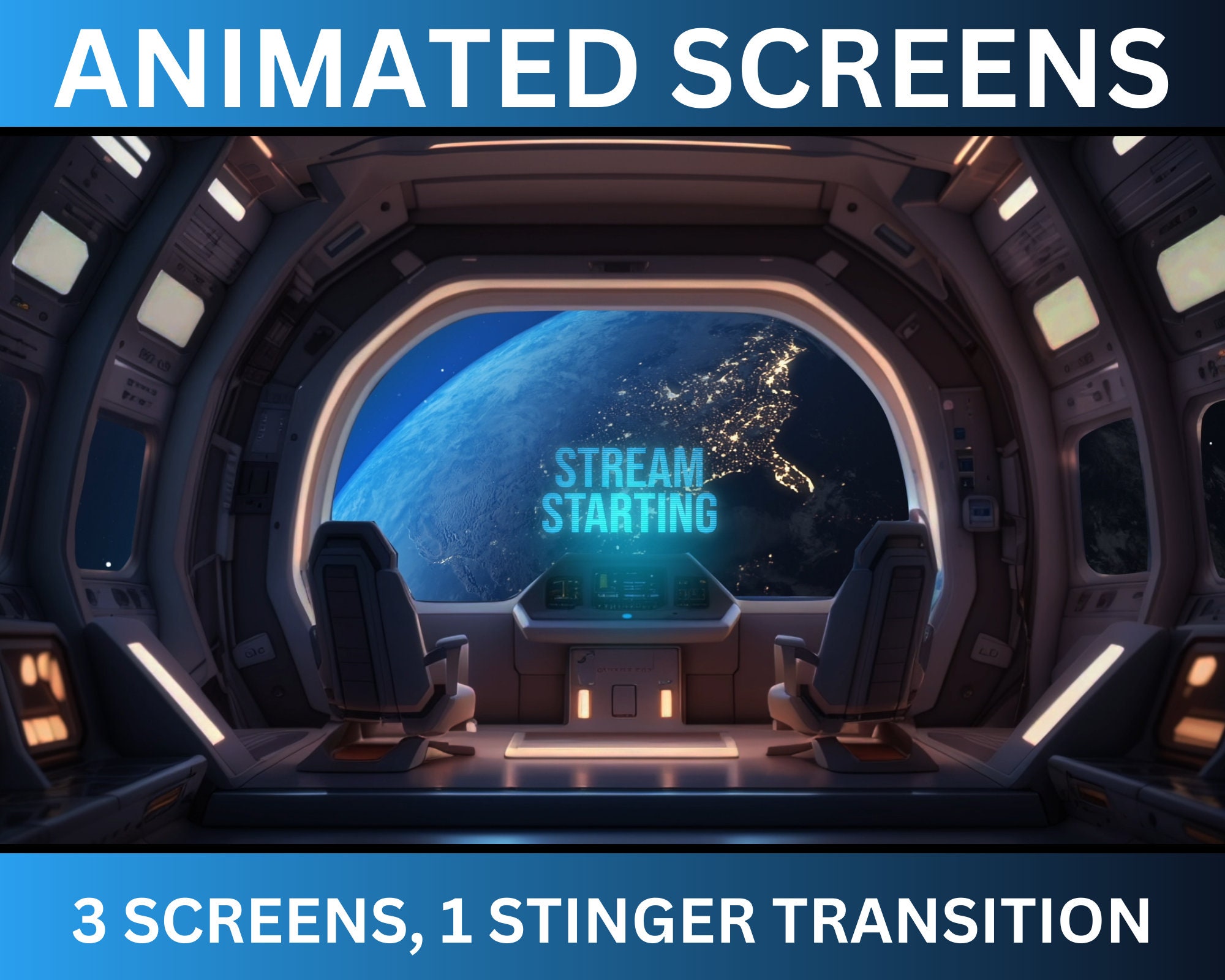 Animated Space Stream Scenes | Twitch, Youtube, Facebook (digital ...