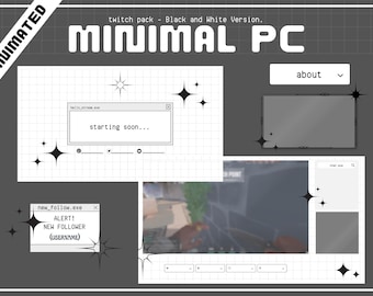 Minimal Black & White PC Twitch Overlay Pack (Animiert)