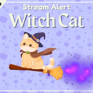 Alerta de transmisión animada de Twitch de Witch Cat (Descarga digital)